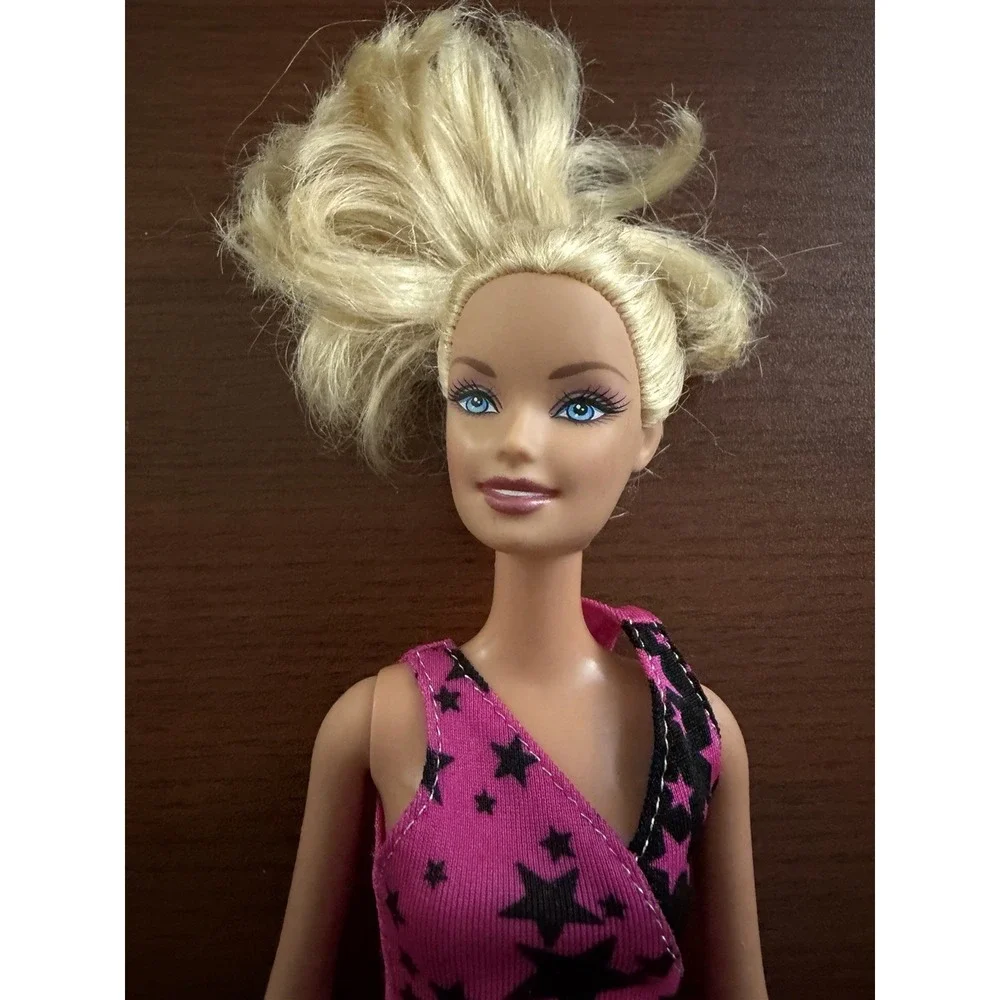 Mattel Barbie Doll 2009 Blonde Hair Purple Black Star Dress